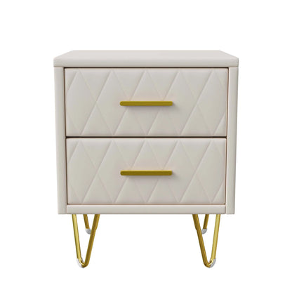 Table de chevet beige à 2 tiroirs style moderne -