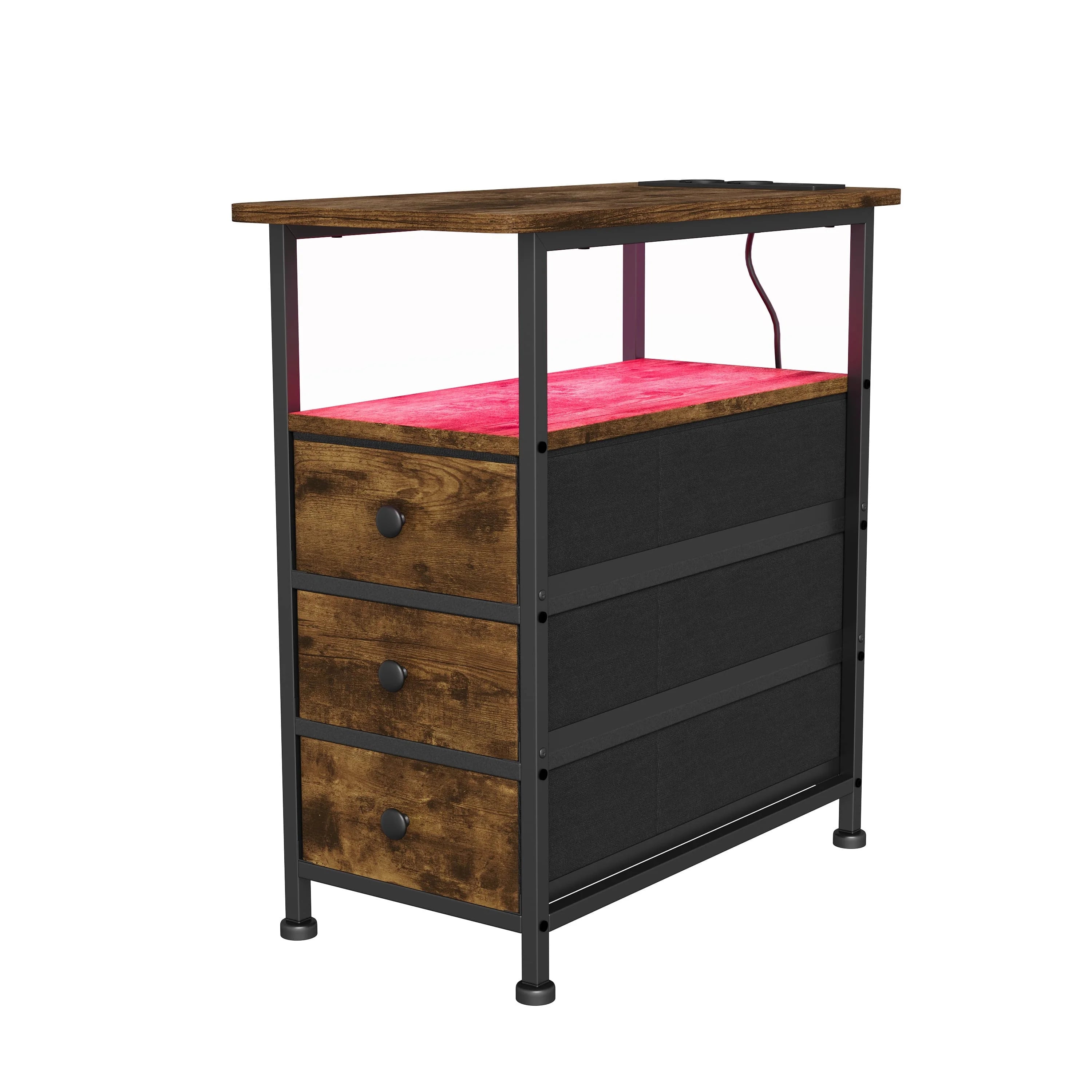 Table de chevet 3 tiroirs avec LED - MORENE -