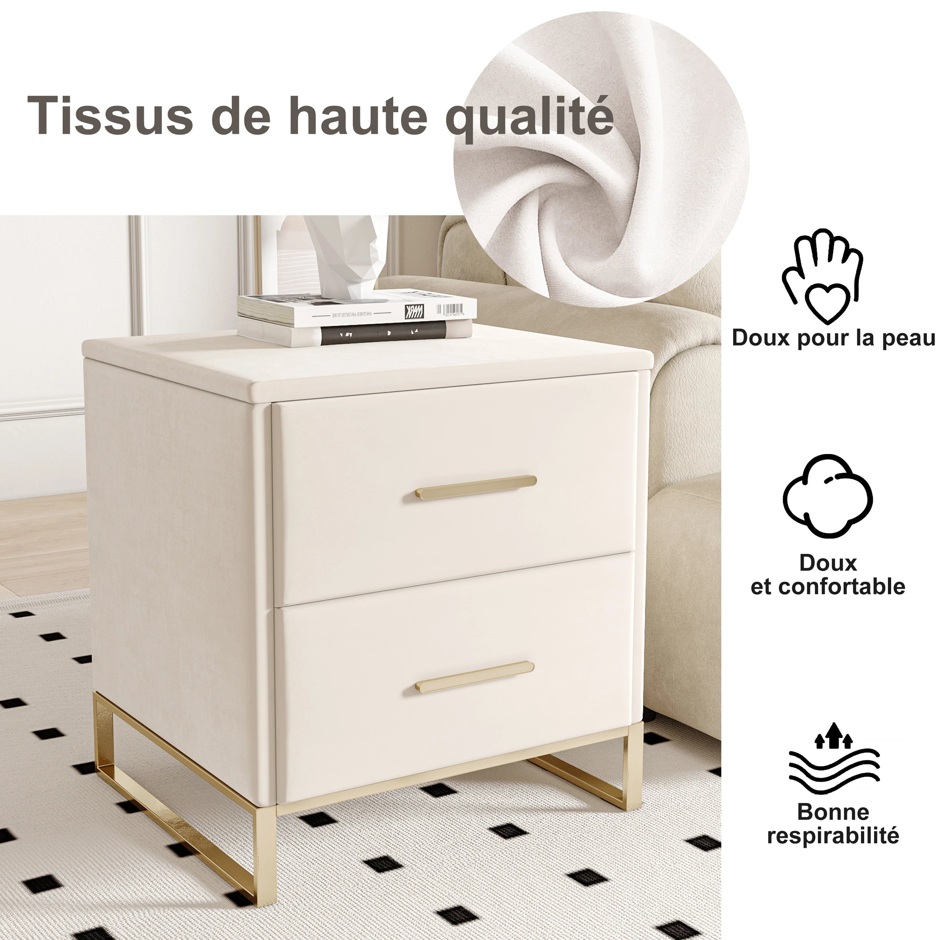 Table de chevet scandinave lot de 2 tables basse de nuit -