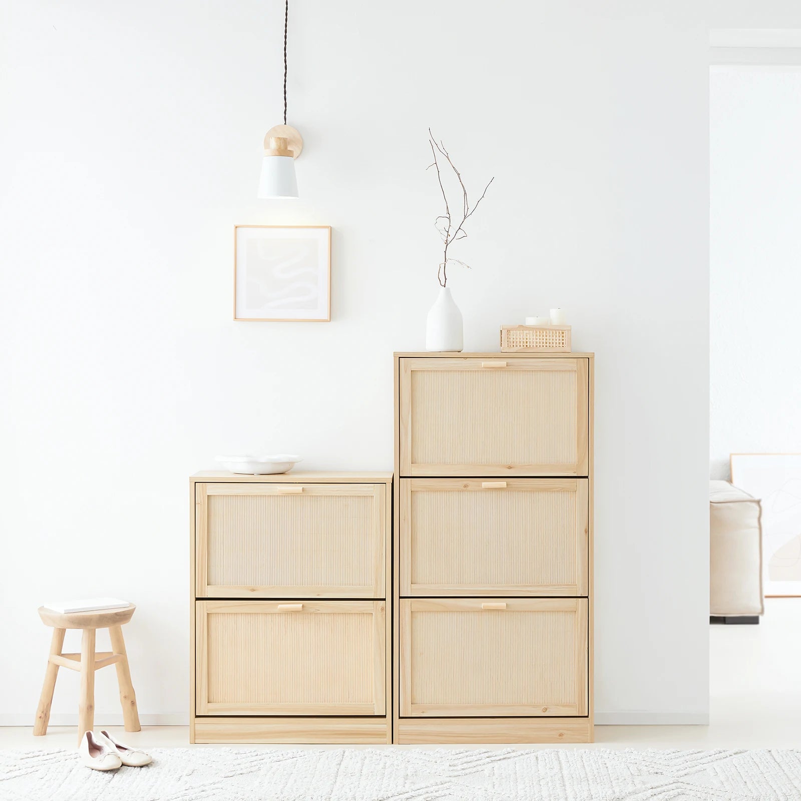 Meuble à chaussures de 3 rabats et à hauteur vertical -