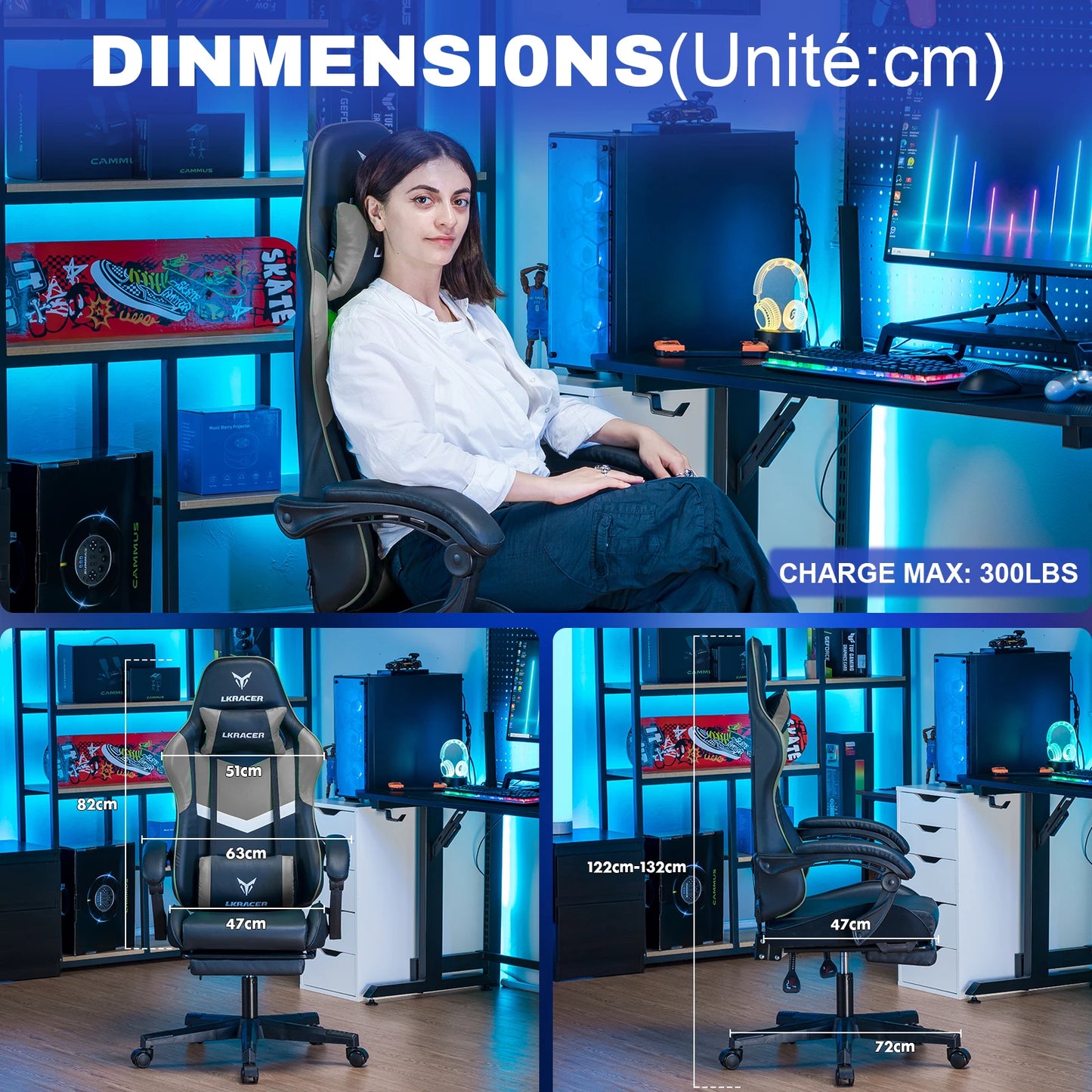 Chaise de bureau pas cher avec coussin et ajustable -