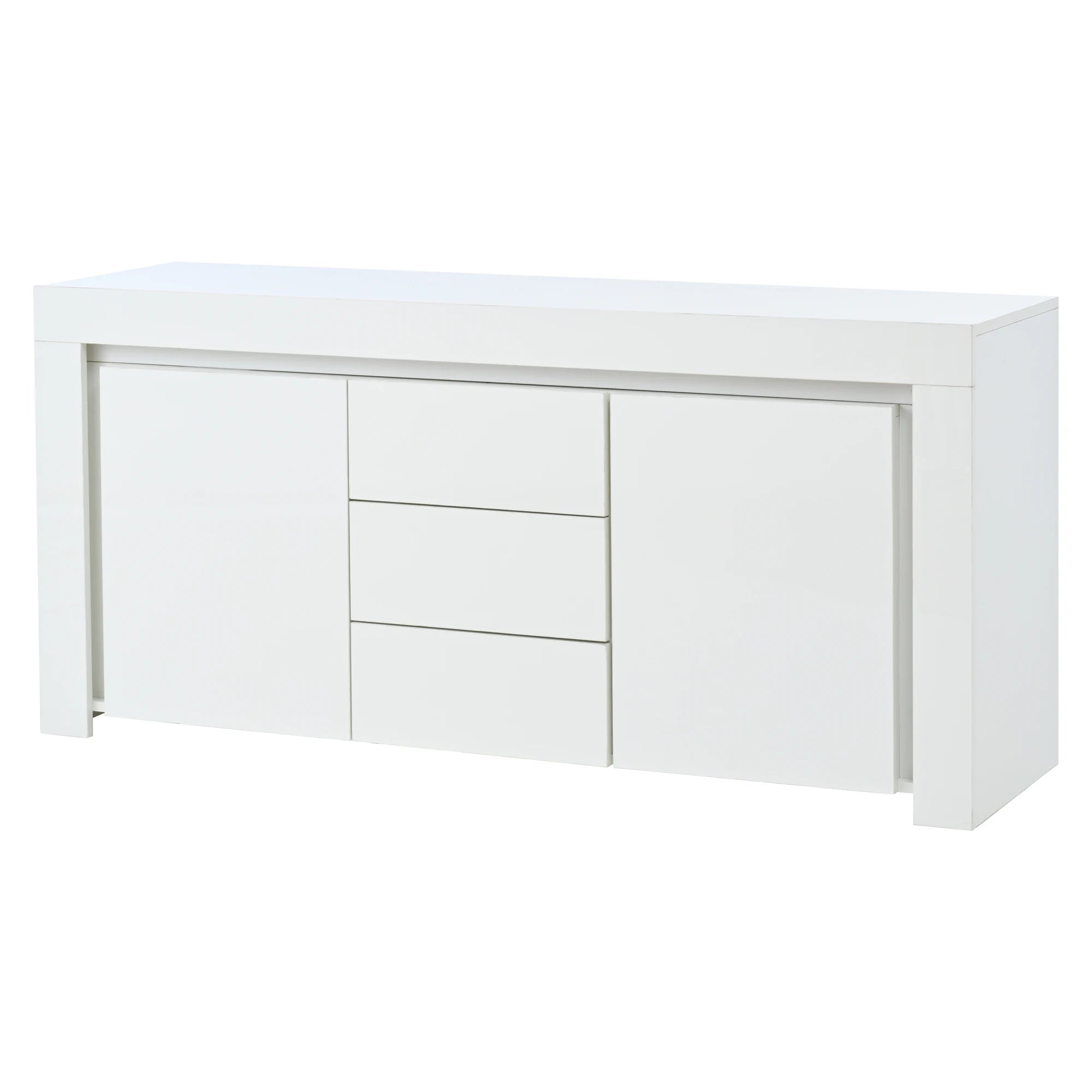 Meuble de rangement laquée brillante avec éclairage - Blanc