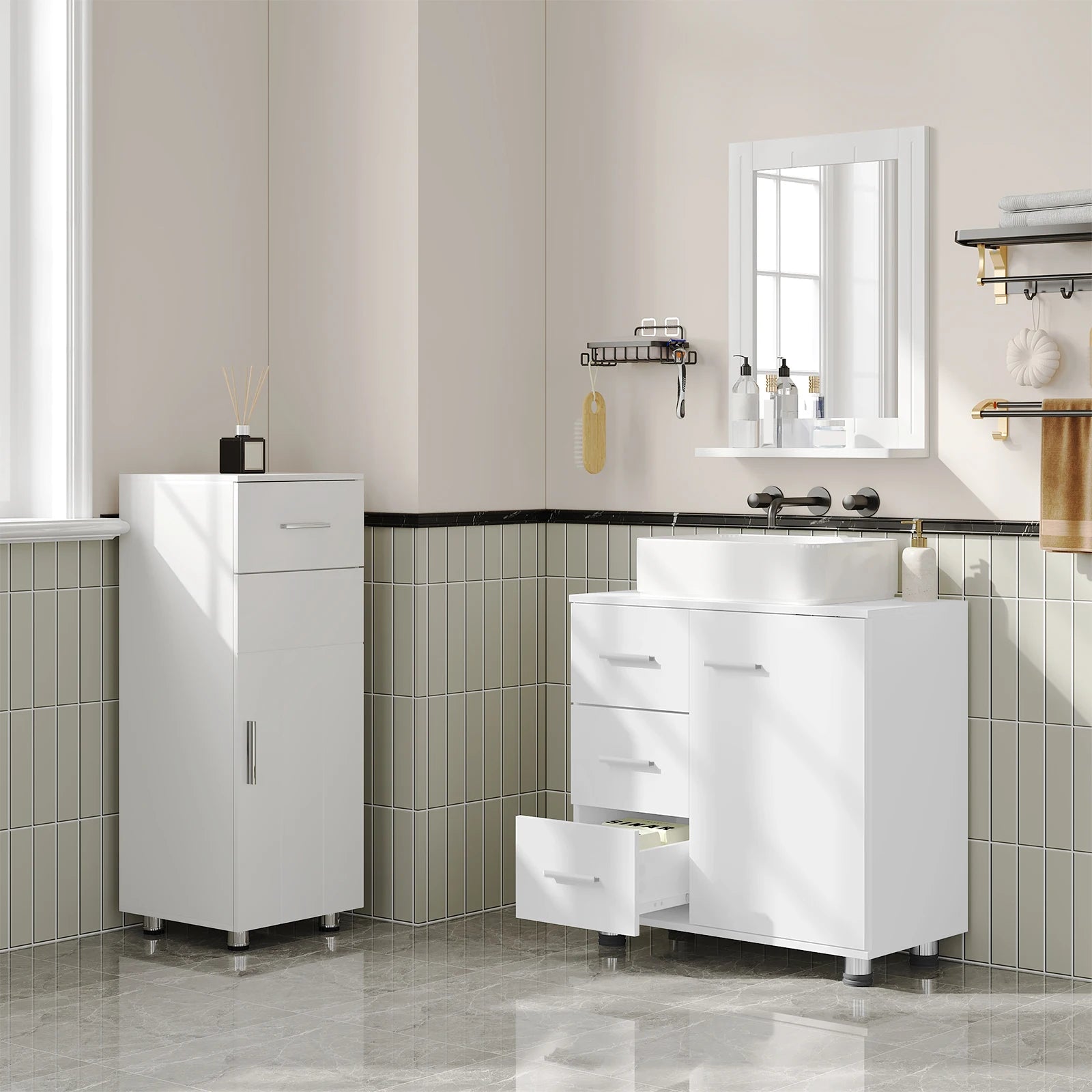 Meuble de rangement à tiroirs blanc -