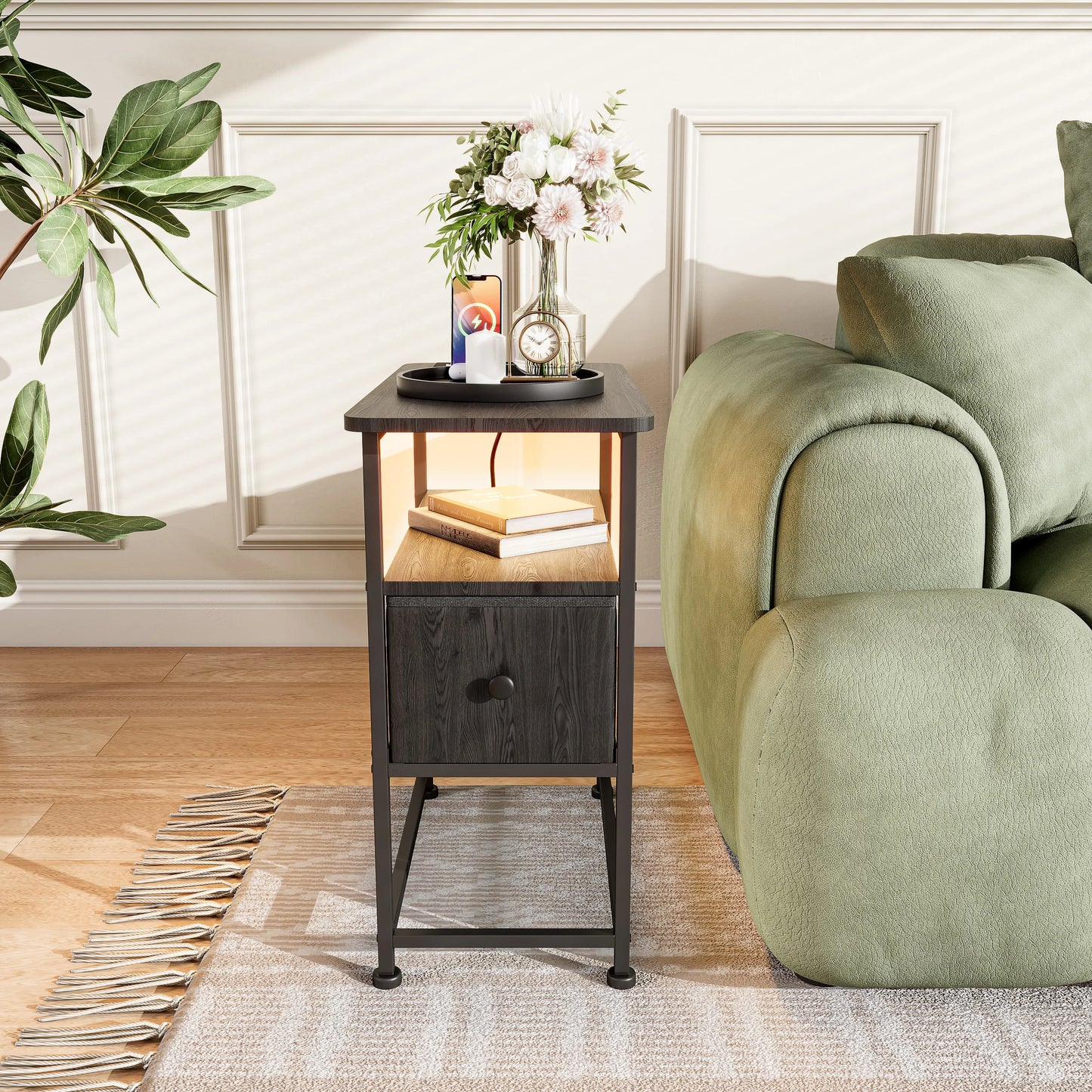 Table de chevet noir moderne design LED -