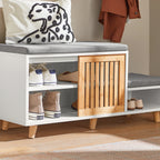 Meuble chaussure avec deux banc et 1 porte coulissante -