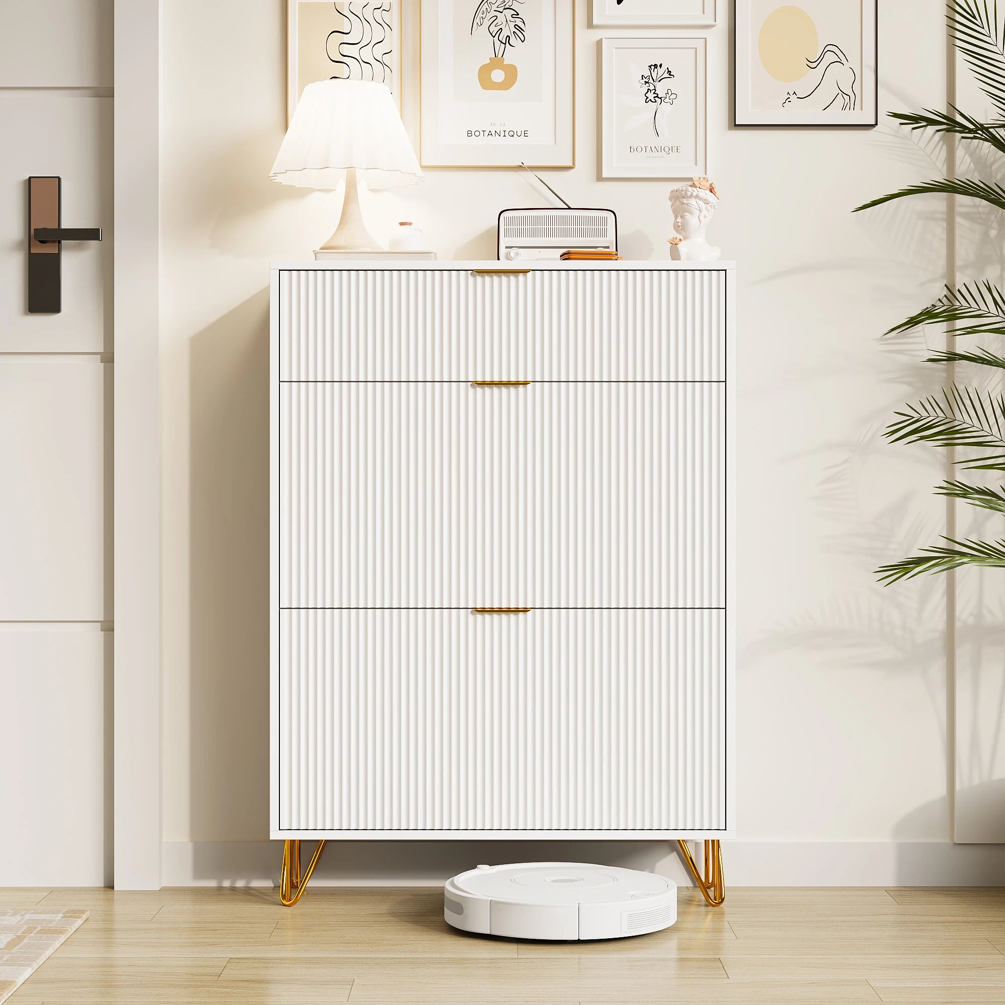 Meuble à chaussure motif ondulé 80x24x118.5cm -