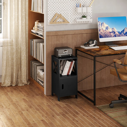 Table de nuit noir avec porte - lot de 2 ensembles -