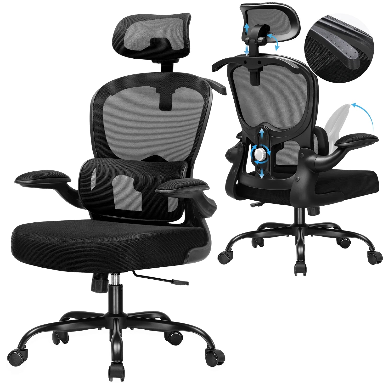 Chaise de bureau beige tendance et ergonomique - Noir Chaise de bureau