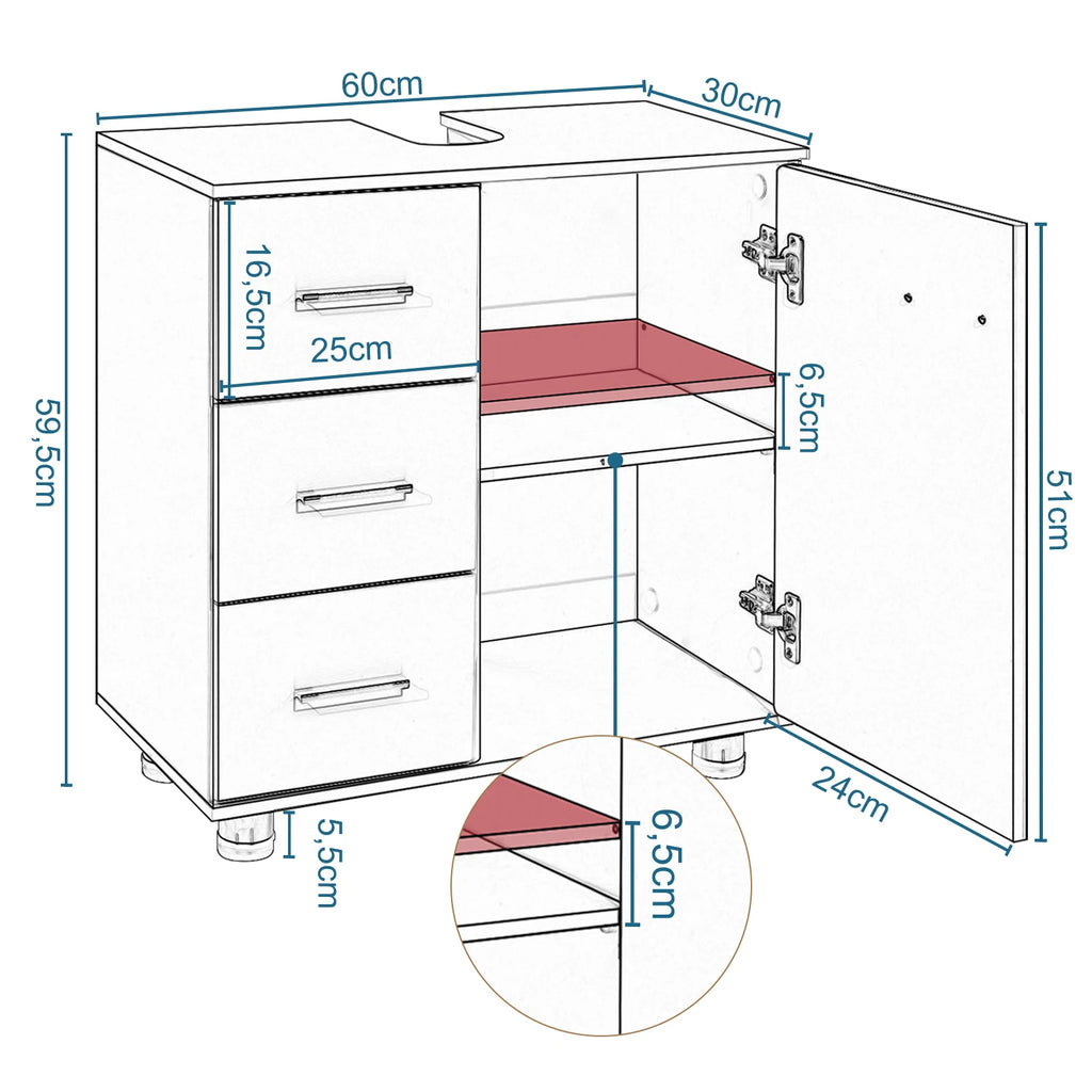 Meuble de rangement à tiroirs blanc -