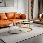 Table basse ronde blanche set de 2 ensemble -