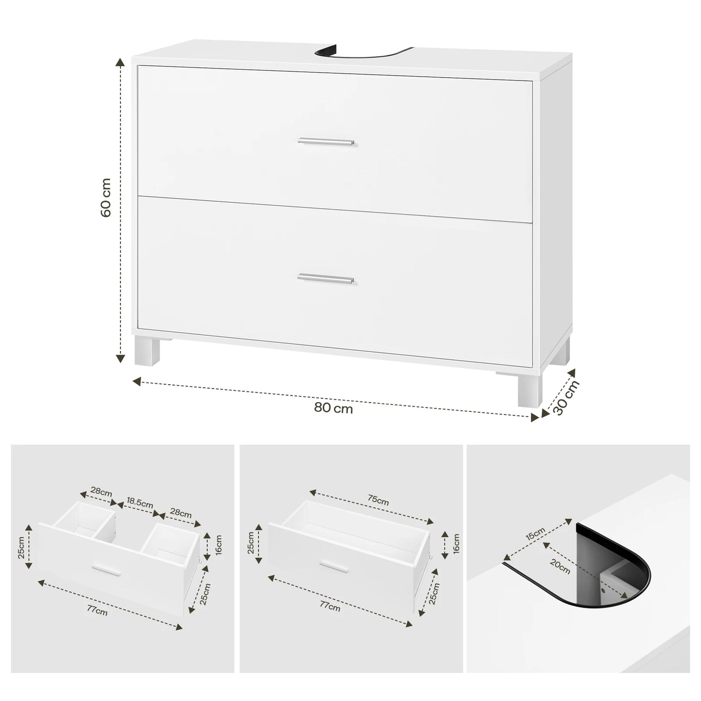 Meuble salle de bain sous lavabo 80x30x60cm -