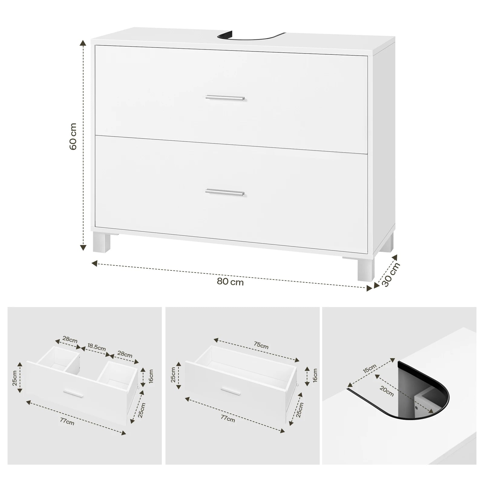 Meuble salle de bain sous lavabo 80x30x60cm -