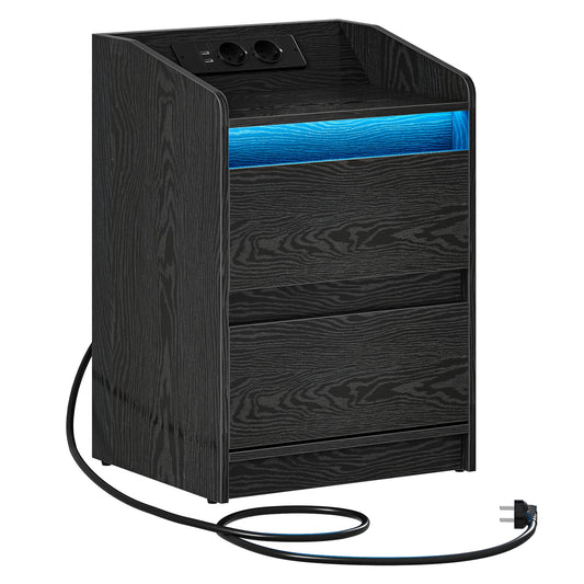 Table de chevet noir de forme géométrique avec 2 tiroirs - Noir Table de chevet