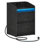 Table de nuit d'appoint élégant avec multiprise - Noir Table de nuit