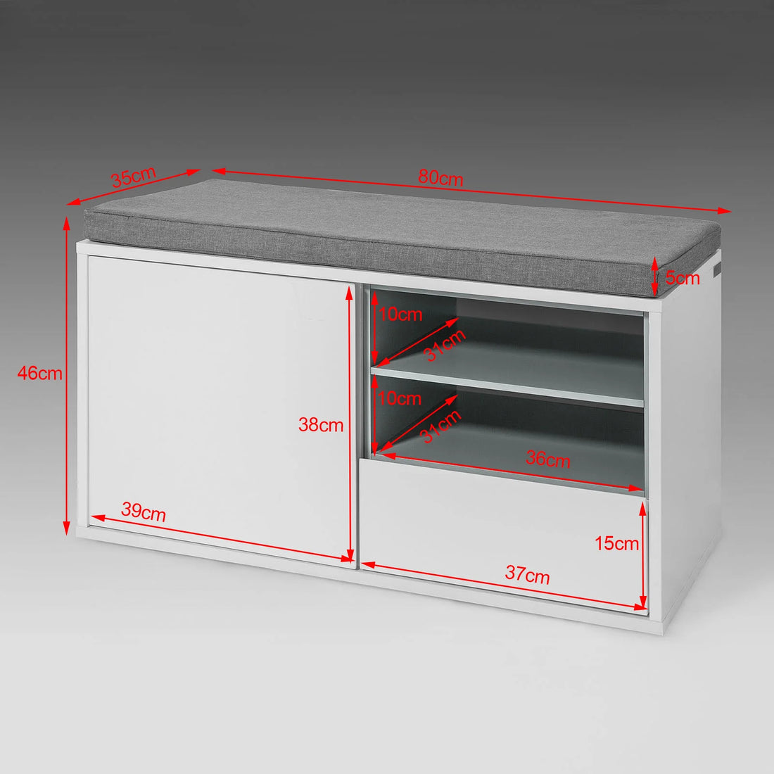 Meuble à chaussure avec tiroir 80x46x35cm -