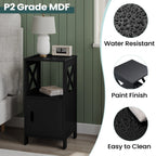 Table de nuit noir avec porte - lot de 2 ensembles -