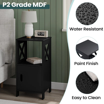 Table de nuit noir avec porte - lot de 2 ensembles -