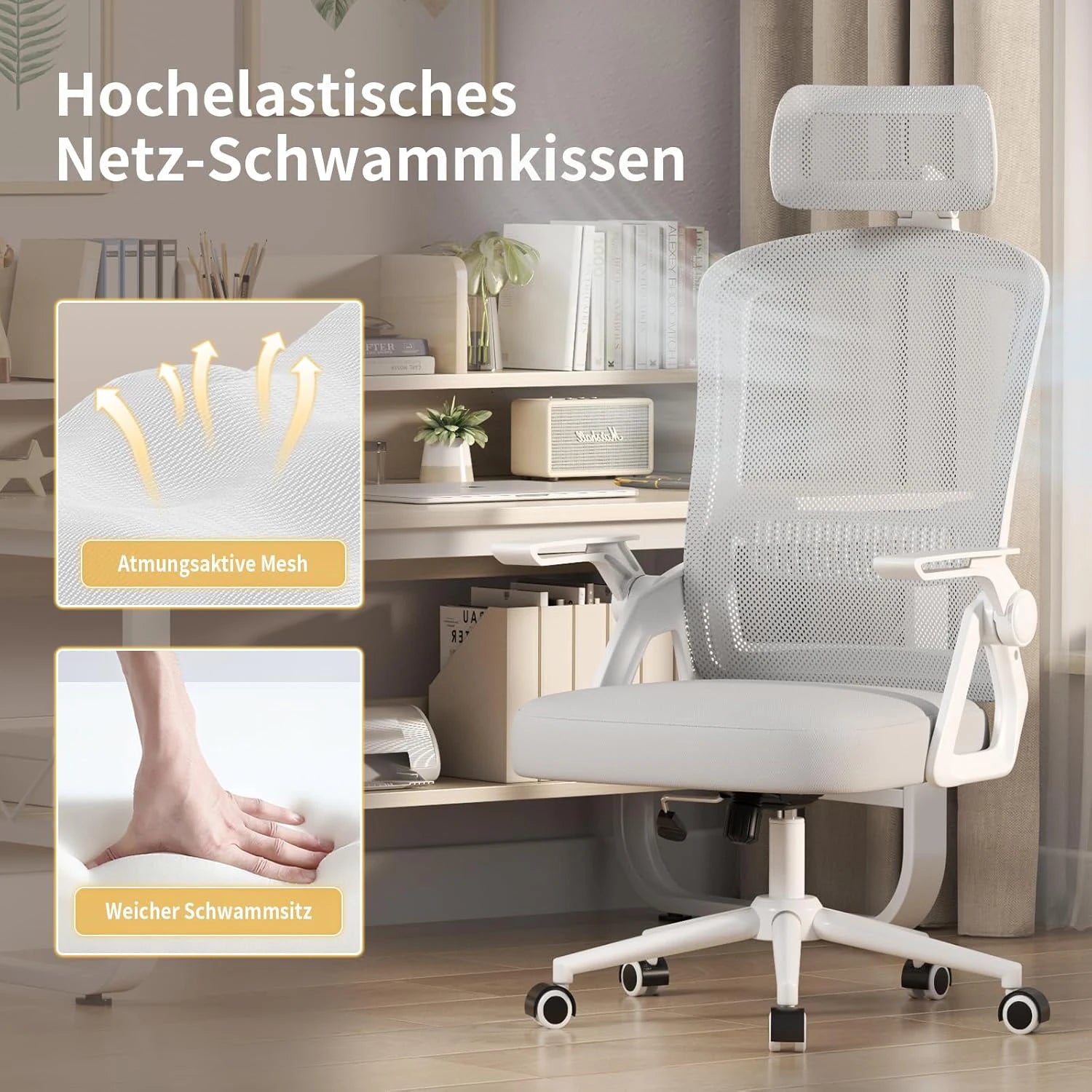 Chaise de bureau ergonomique réglable à roulette -