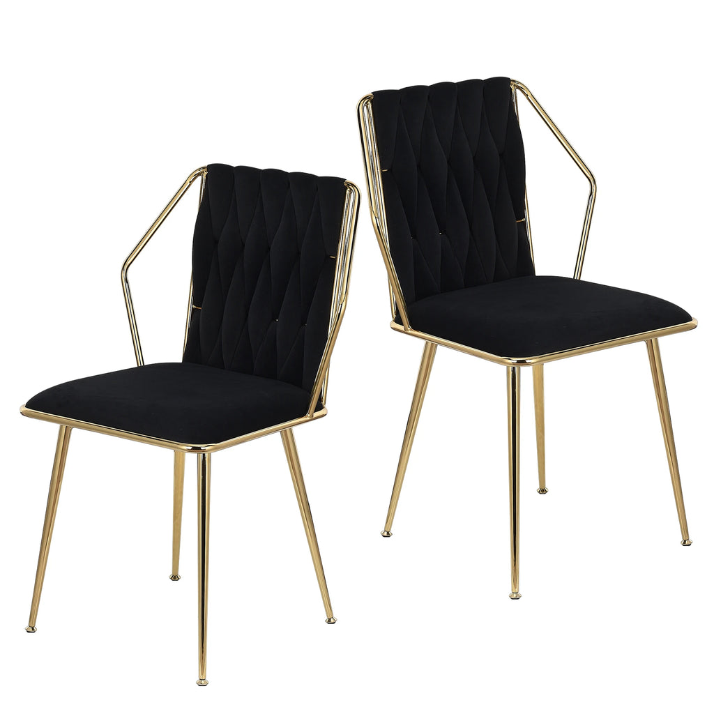 Chaise salle à manger couleur noir lot de 2 pièces avec accoudoirs -