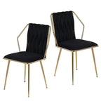 Chaise salle à manger couleur noir lot de 2 pièces avec accoudoirs -