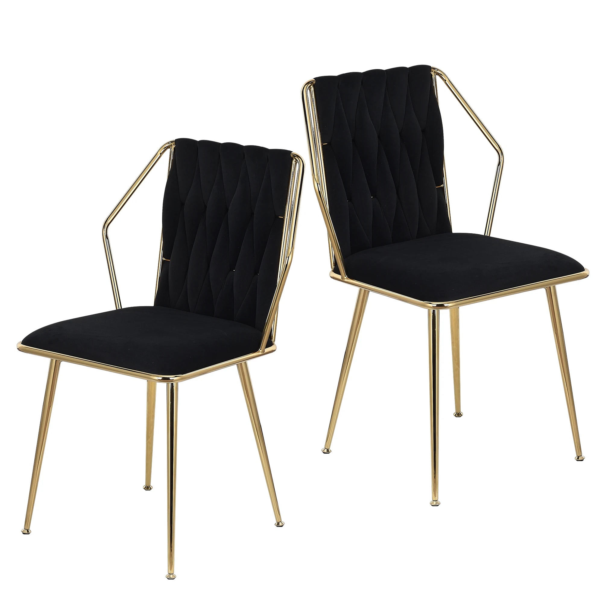 Chaise salle à manger couleur noir lot de 2 pièces avec accoudoirs -