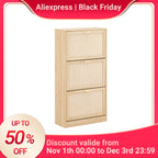 Meuble à chaussures de 3 rabats et à hauteur vertical - Naturel Meuble à chaussure