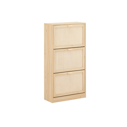 Meuble à chaussures de 3 rabats et à hauteur vertical - Naturel Meuble à chaussure