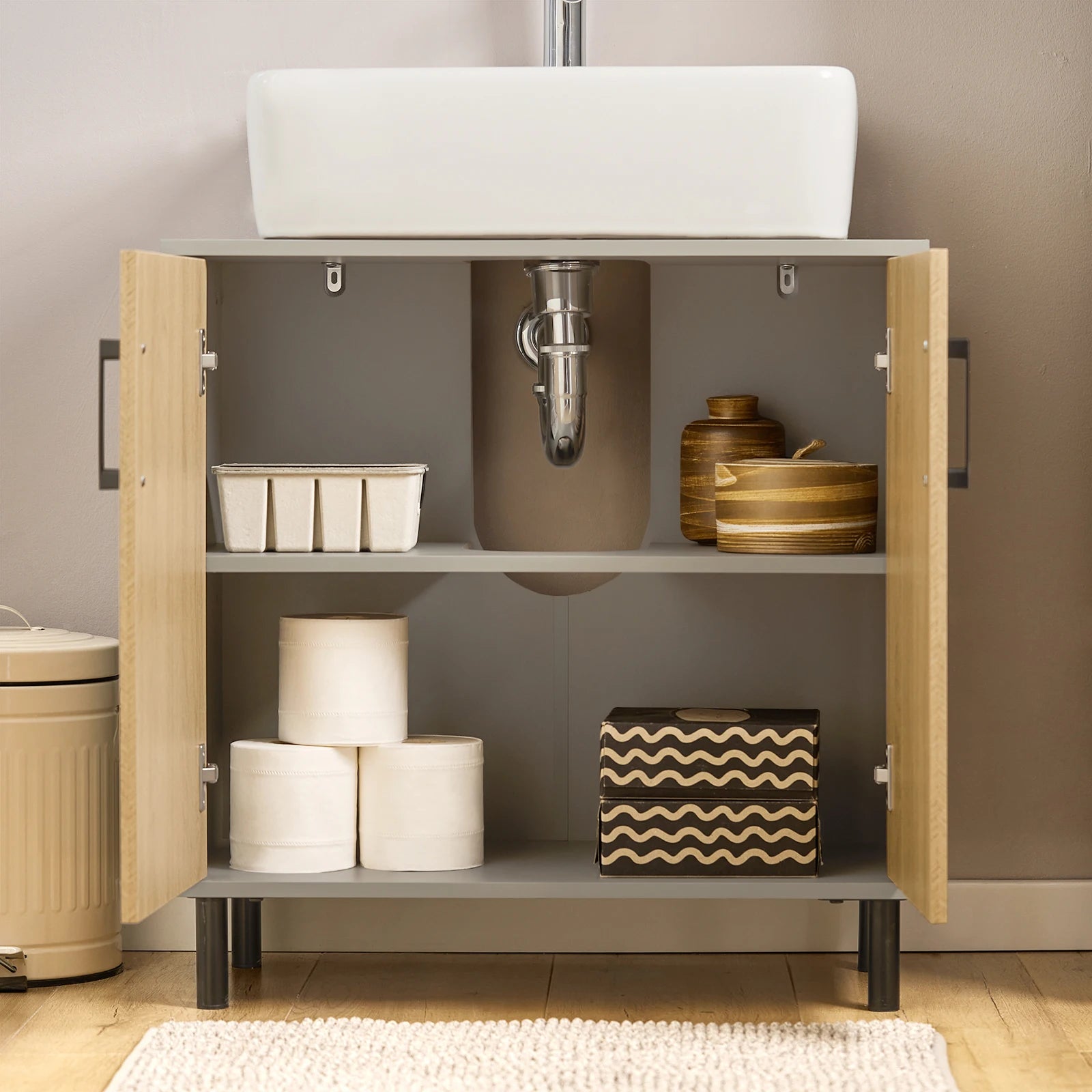 Meuble salle de bain bas sur pieds -