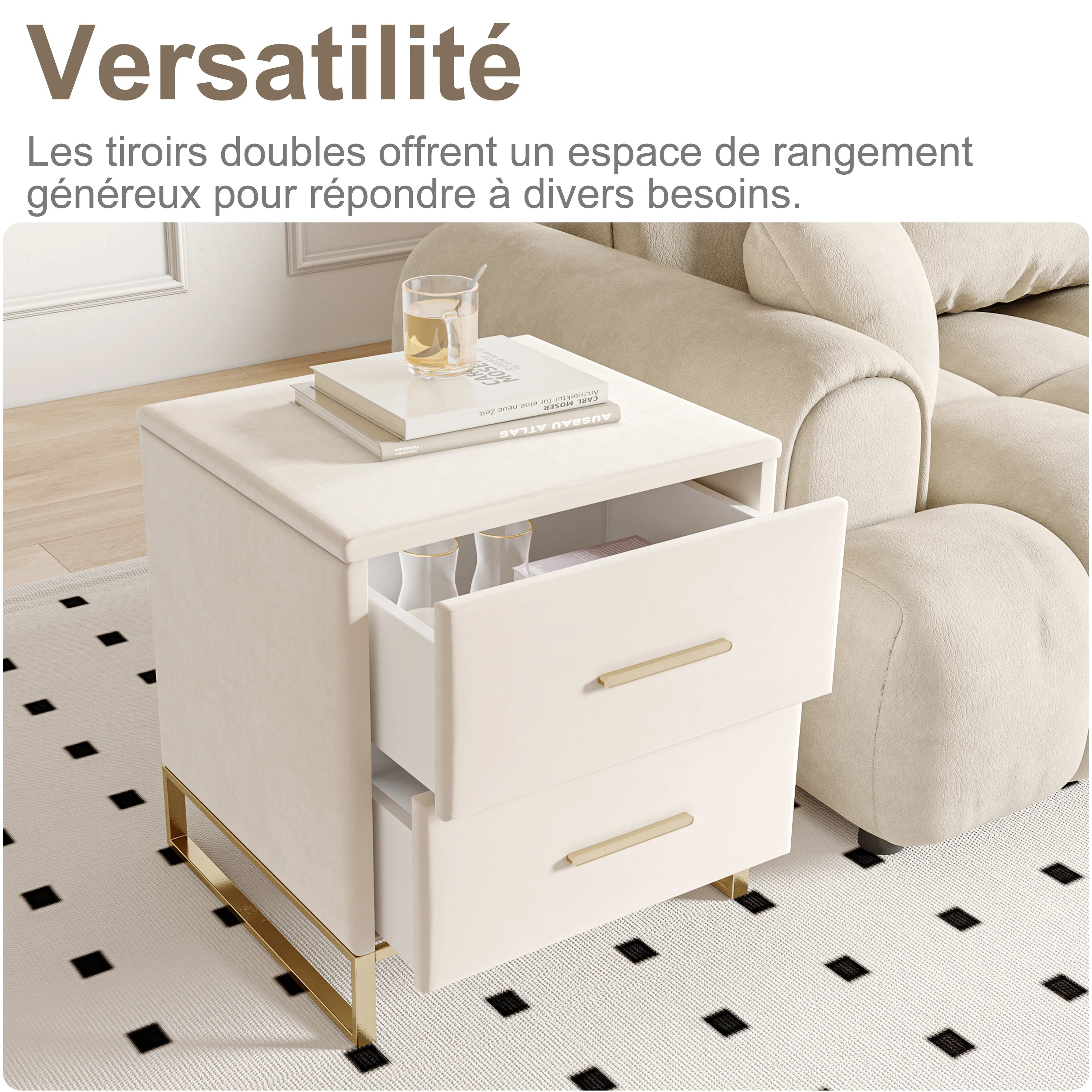 Table de chevet scandinave lot de 2 tables basse de nuit -