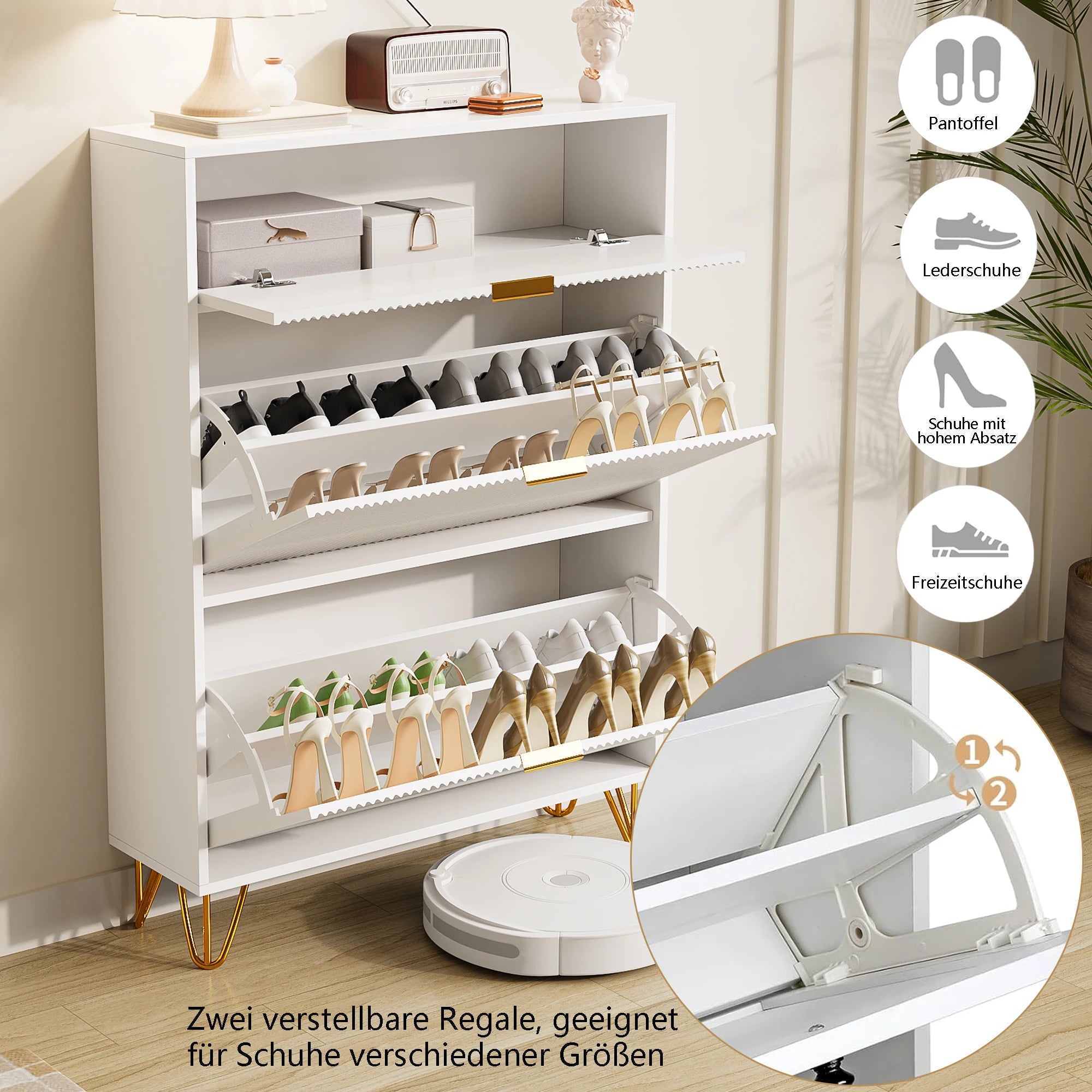 Meuble à chaussure motif ondulé 80x24x118.5cm -