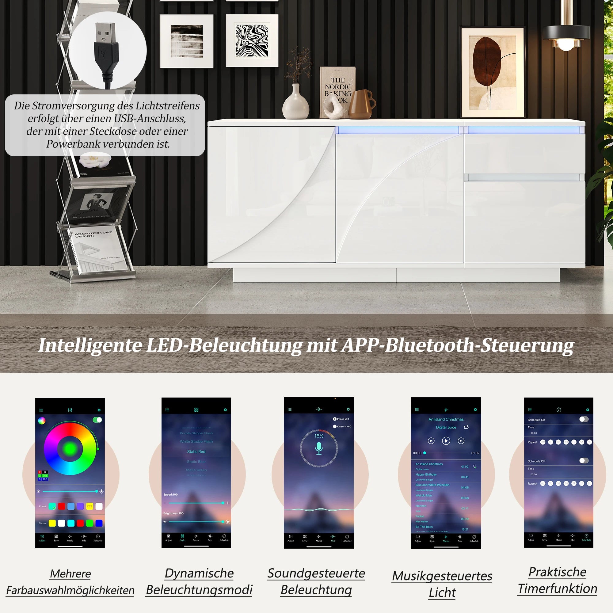 Meuble de rangement avec tiroirs moderne blanc -