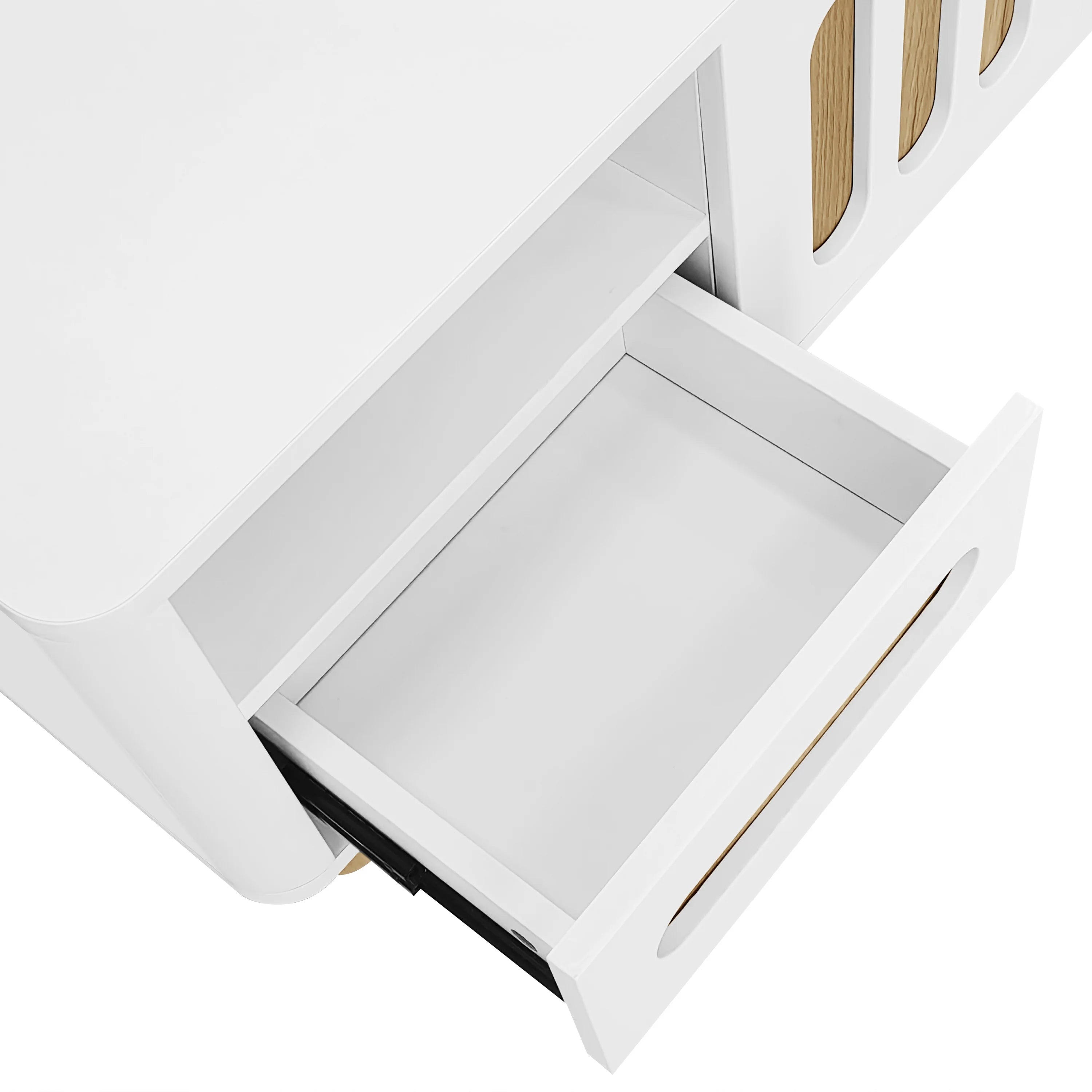 Table basse bois et blanc scandinave 105x50x40 cm- -