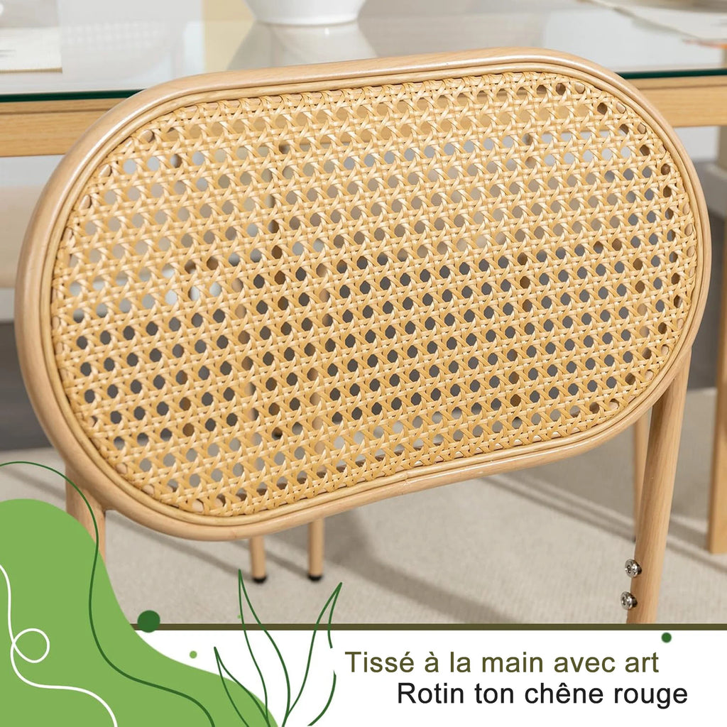 Chaise salle à manger rotin simple de 2 pièces -