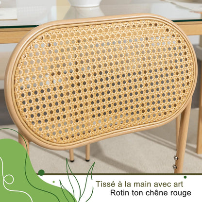 Chaise salle à manger rotin simple de 2 pièces -