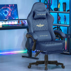 Chaise de bureau style gaming solide - Bleu Chaise de bureau