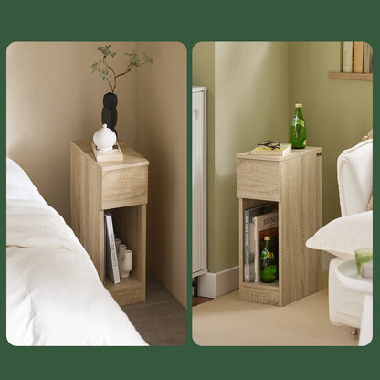 Table de chevet naturel étroite en bois -