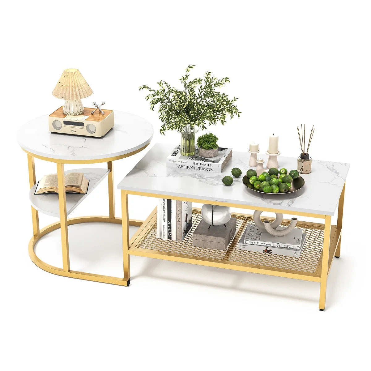 Table basse double de luxe, un set de deux table -