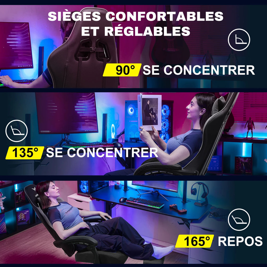 Chaise de bureau pas cher avec coussin et ajustable -