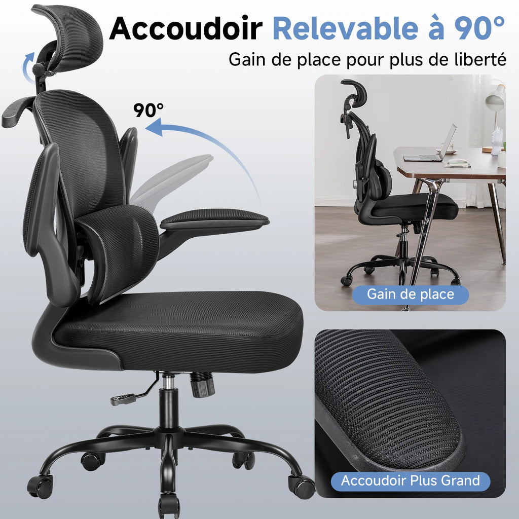 Chaise de bureau beige tendance et ergonomique -