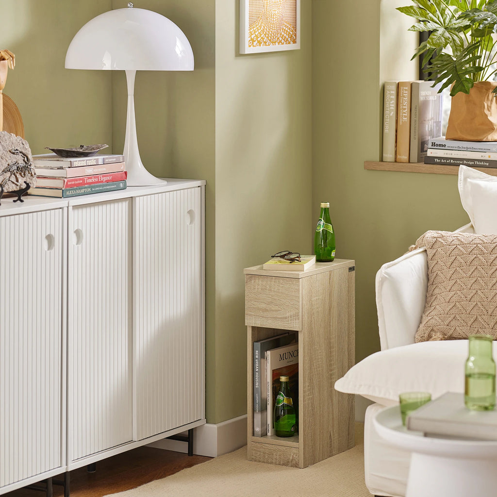 Table de chevet naturel étroite en bois -