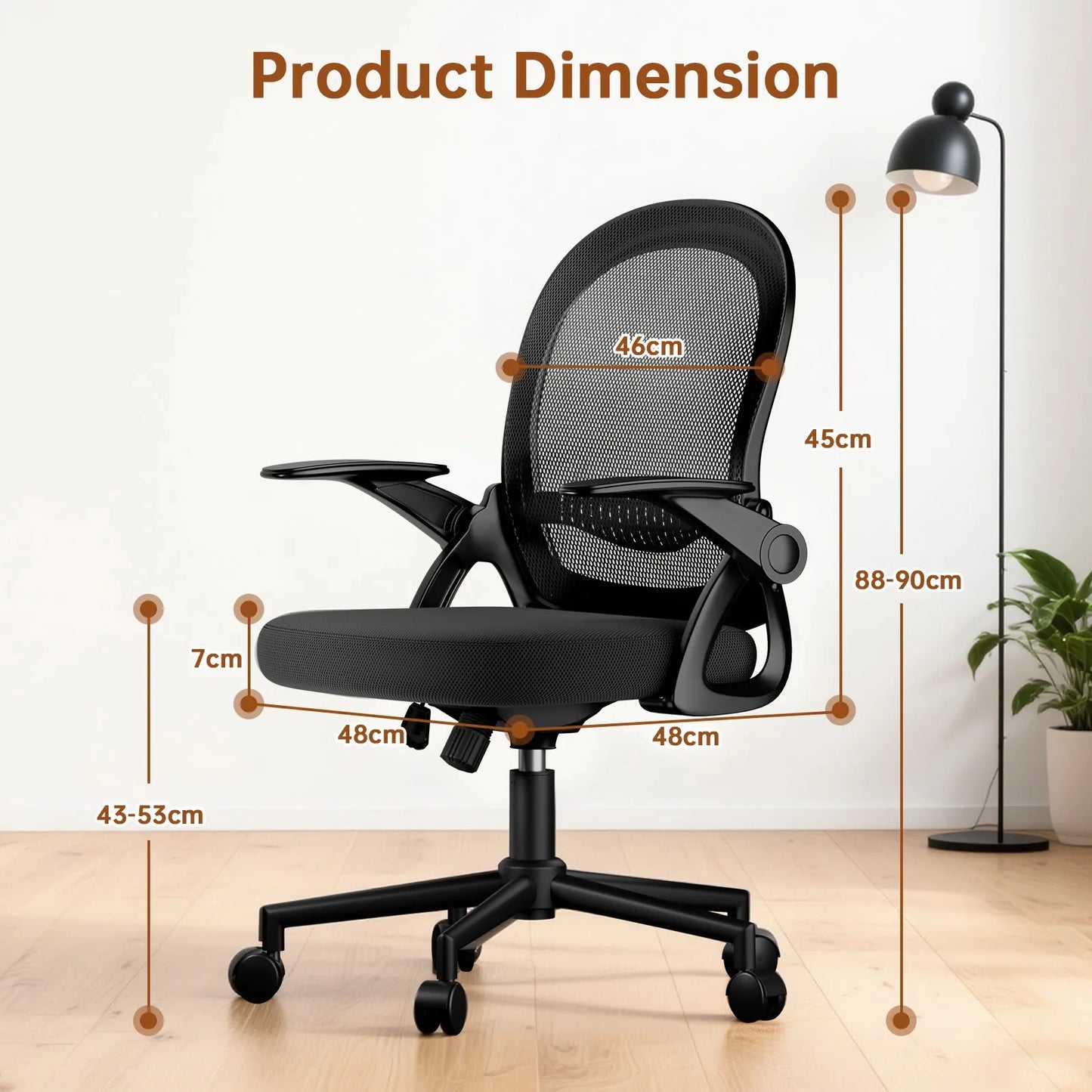 Chaise de bureau industriel ergonomique à taille moyenne -