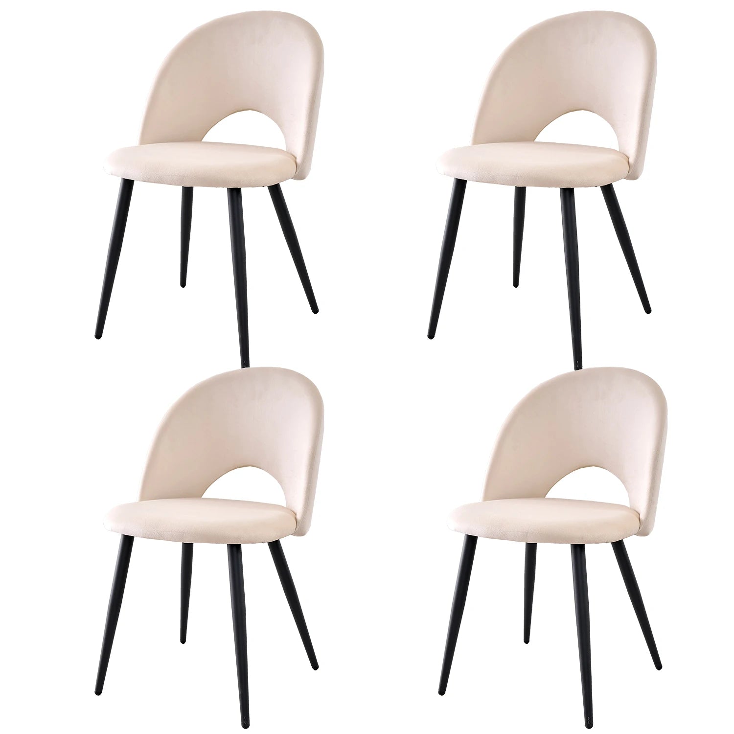 Chaise salle à manger lot de 4 à dossier creux - Blanc Chaise salle à manger