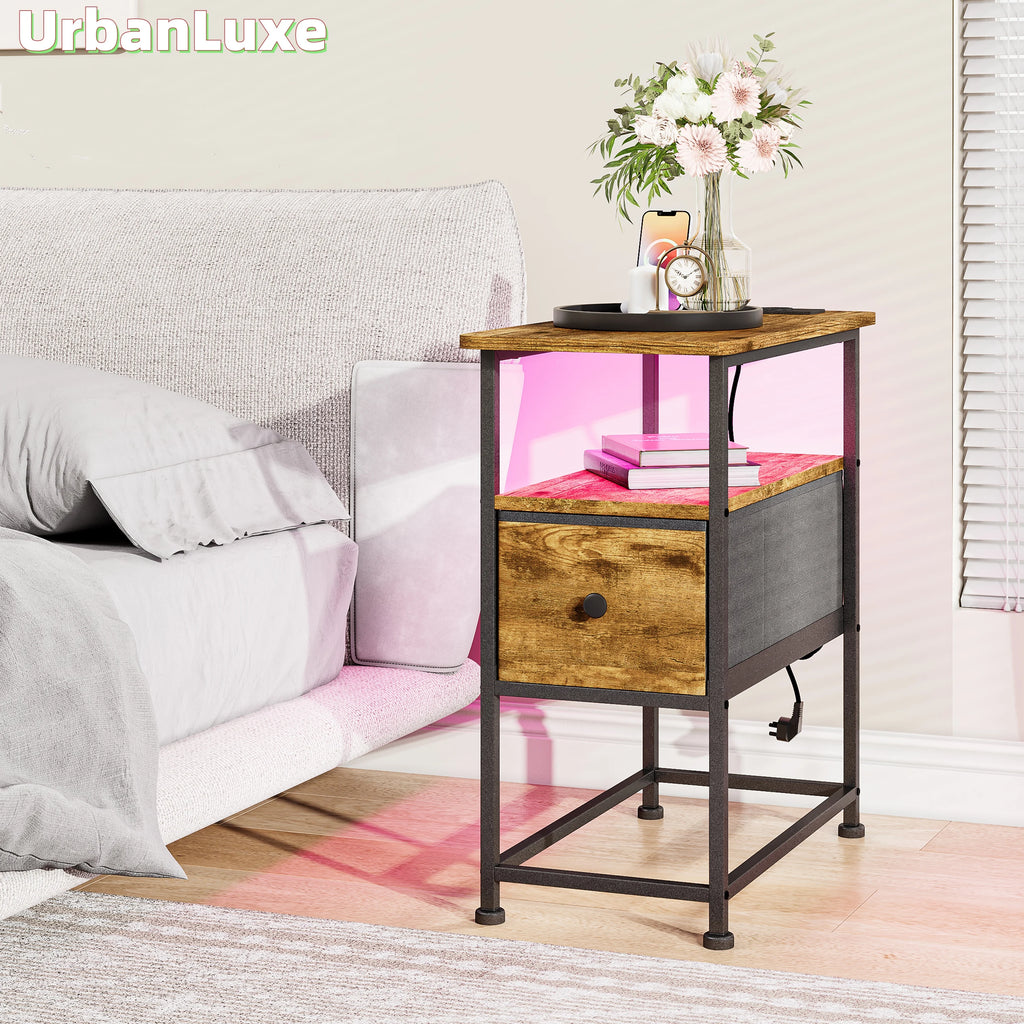 Table de chevet en métal Urban luxe avec LED -