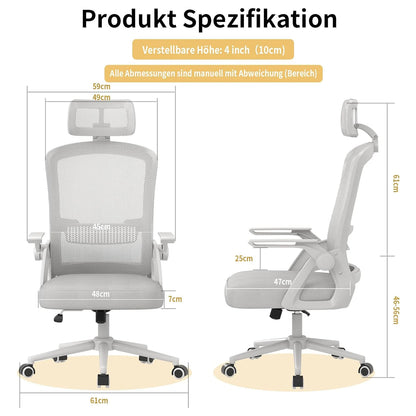 Chaise de bureau ergonomique réglable à roulette -
