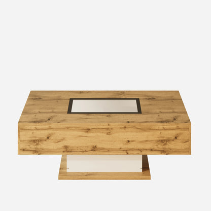 Table basse verre et bois avec LED -