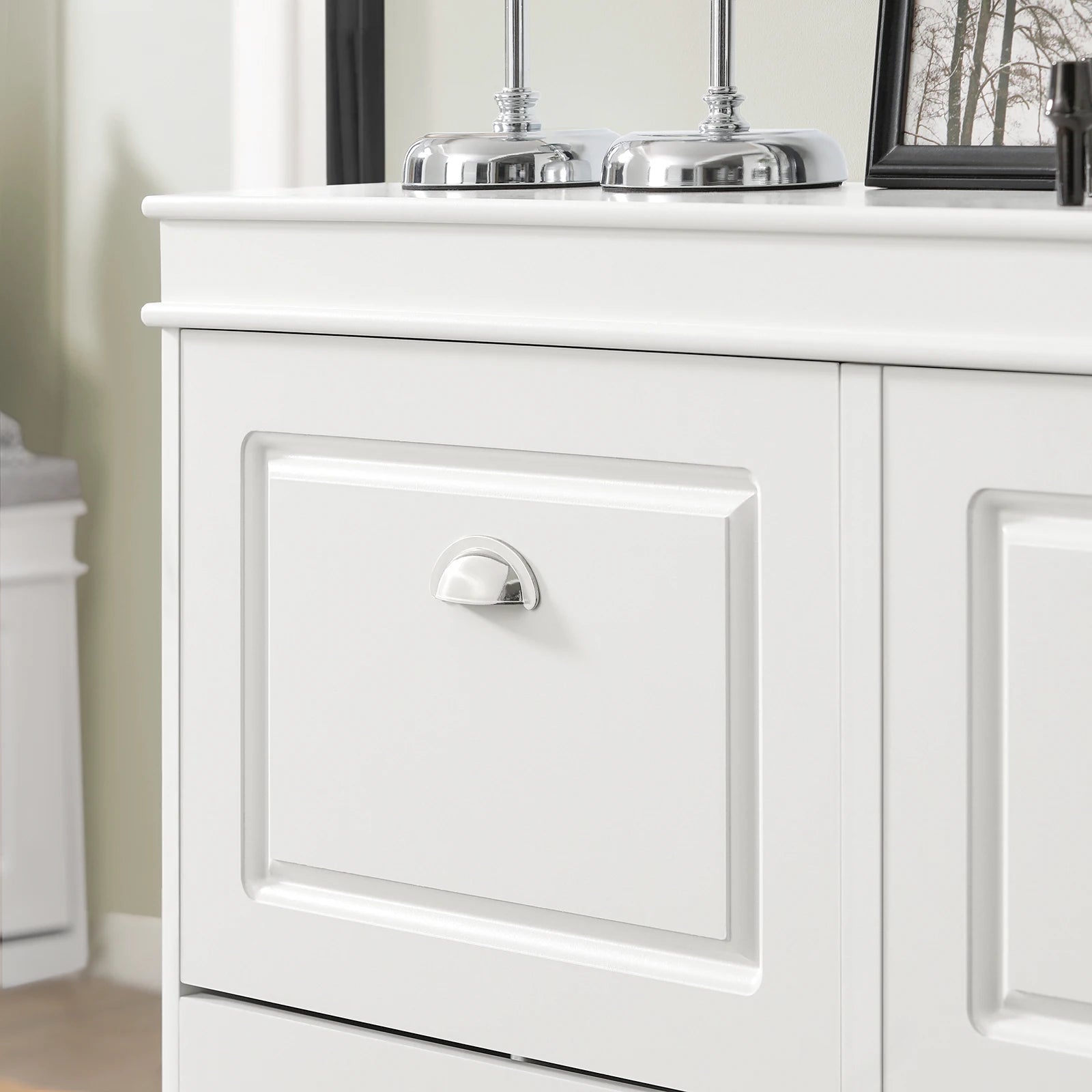 Meuble chaussure à 4 rabats blanc -