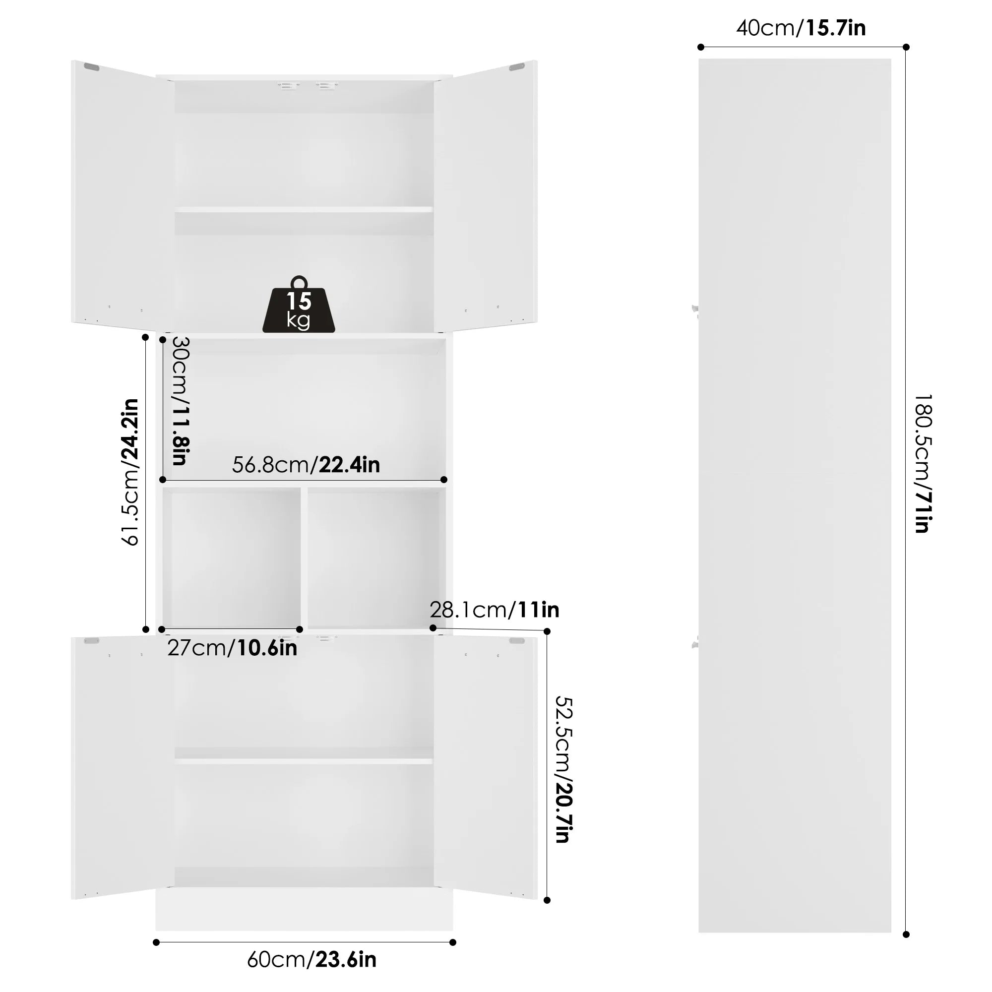 Meuble de rangement pour chambre adulte ou salon 180.5x60x40cm -