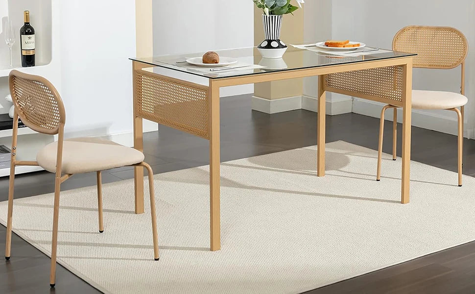 Chaise salle à manger rotin simple de 2 pièces -