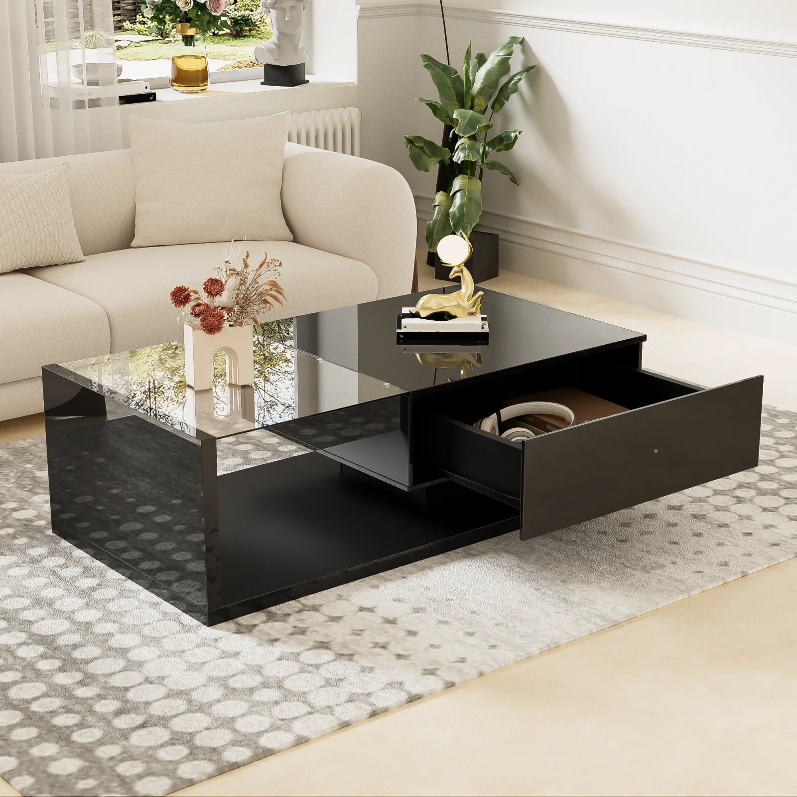 Table basse noir pour salon original et tendance -