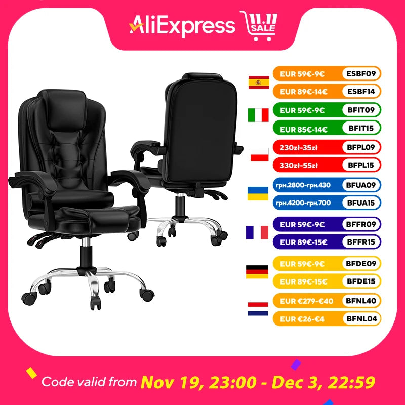 Chaise de bureau design moderne en cuir de luxe -